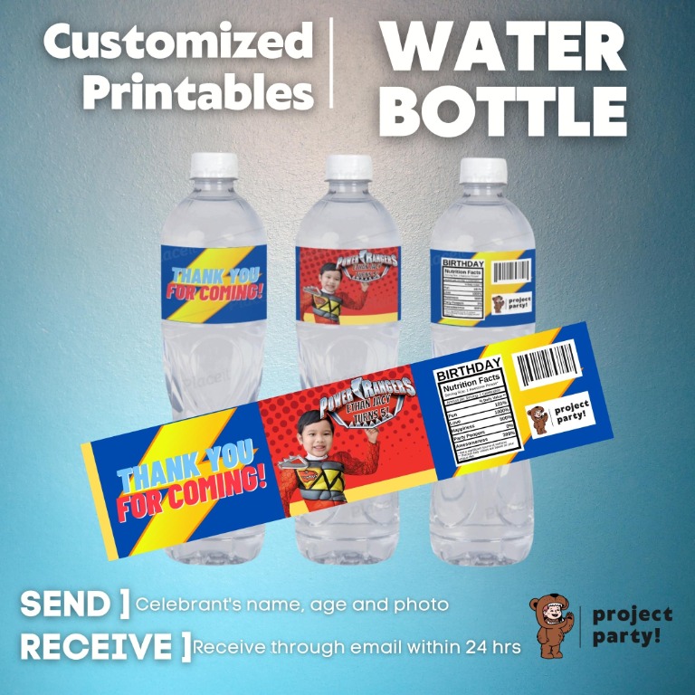 Customized Power Ranger Water Bottle Label PRINTABLE, Hobbies & Toys ...