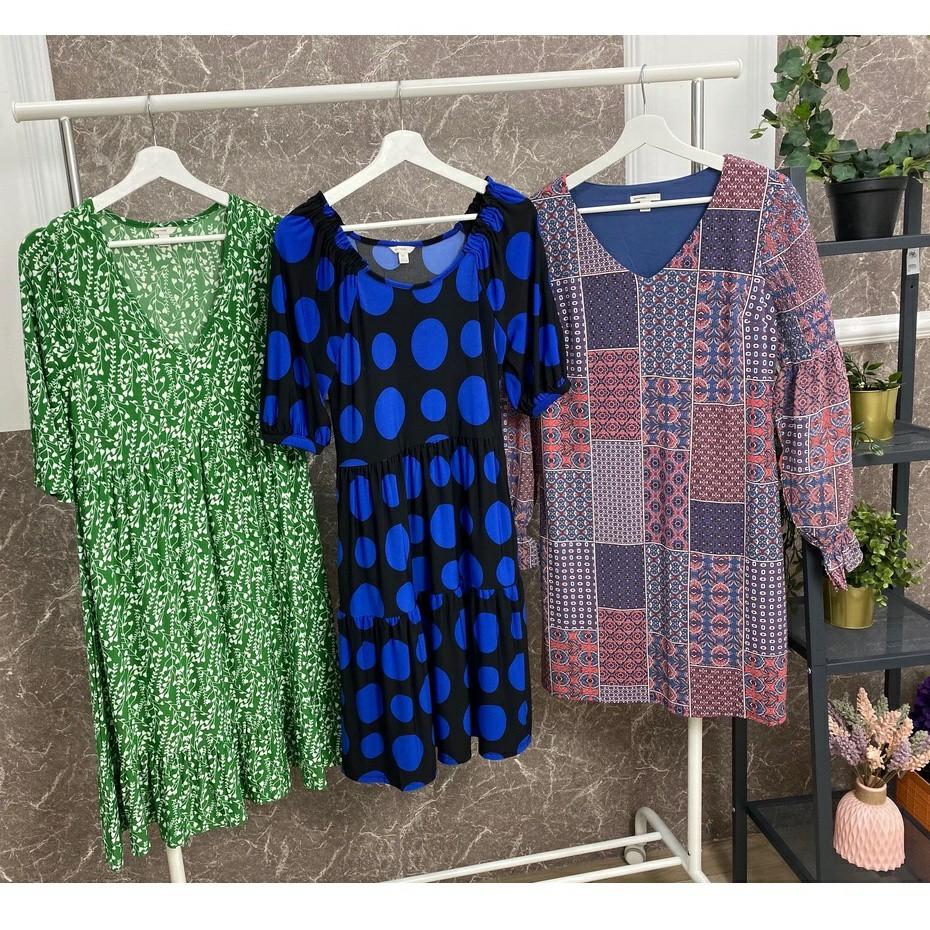 Dress Tunic Est 1946 mix Branded gaun midi wanita