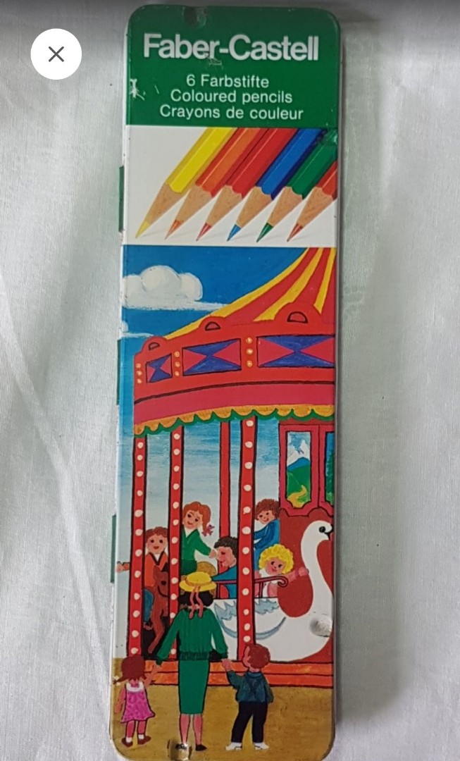 FaberCastell 6 Farbstifte Coloured Pencils Made In Germany With Metal Box, Hobbies & Toys