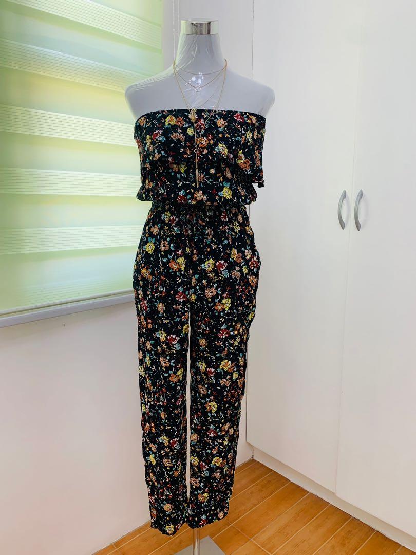 F&f floral print jumpsuit store