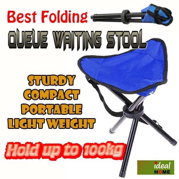 Folding Chair Queue Waiting Pocket Tripod Stool Light Weight Easy