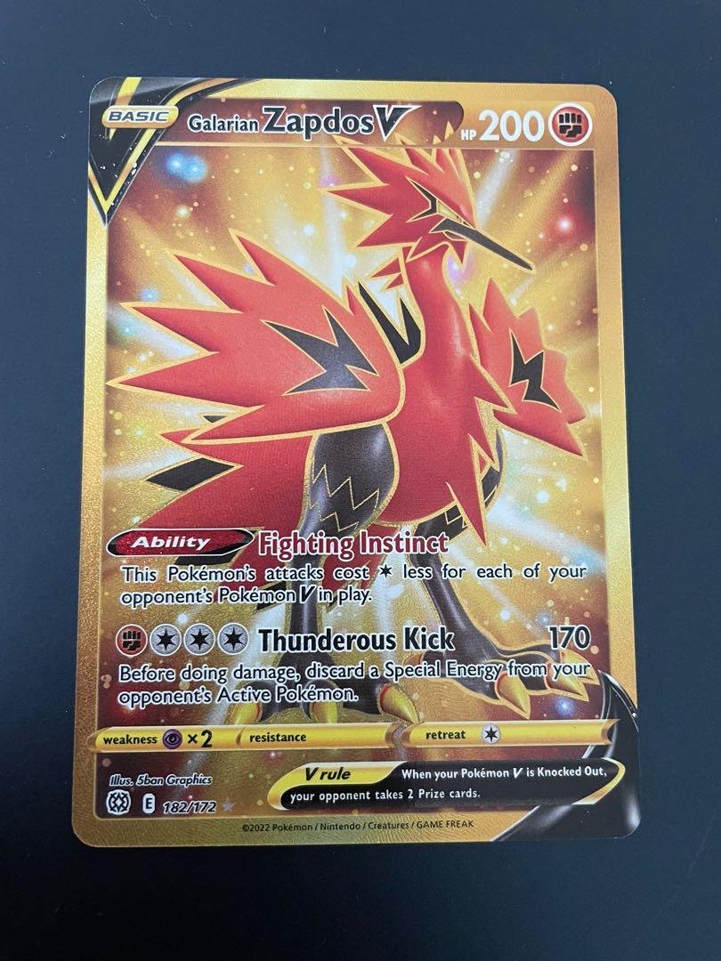 Galarian Zapdos V (gold) #182/172 - Brilliant Stars Pokemon TCG