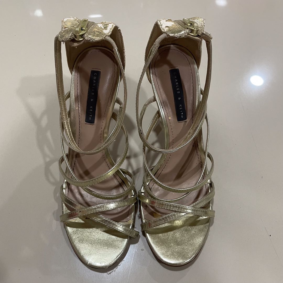 Gold Heels Charles Keith Original 100 size 36 high heels