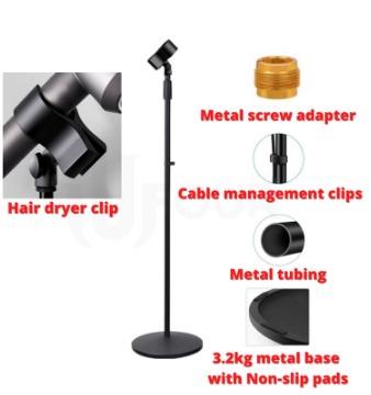 Hair Dryer Stand Metal Floor Stand Hair Blower Vertical Bracket Hands Free Standing  Hair Dryer Holder Life Hacks Instock (RED1451), Beauty & Personal Care, Hair  on Carousell