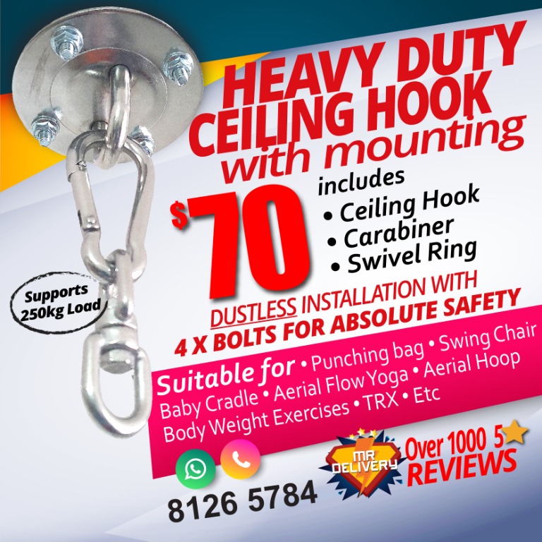 Heavy Duty Ceiling Hook W Installation