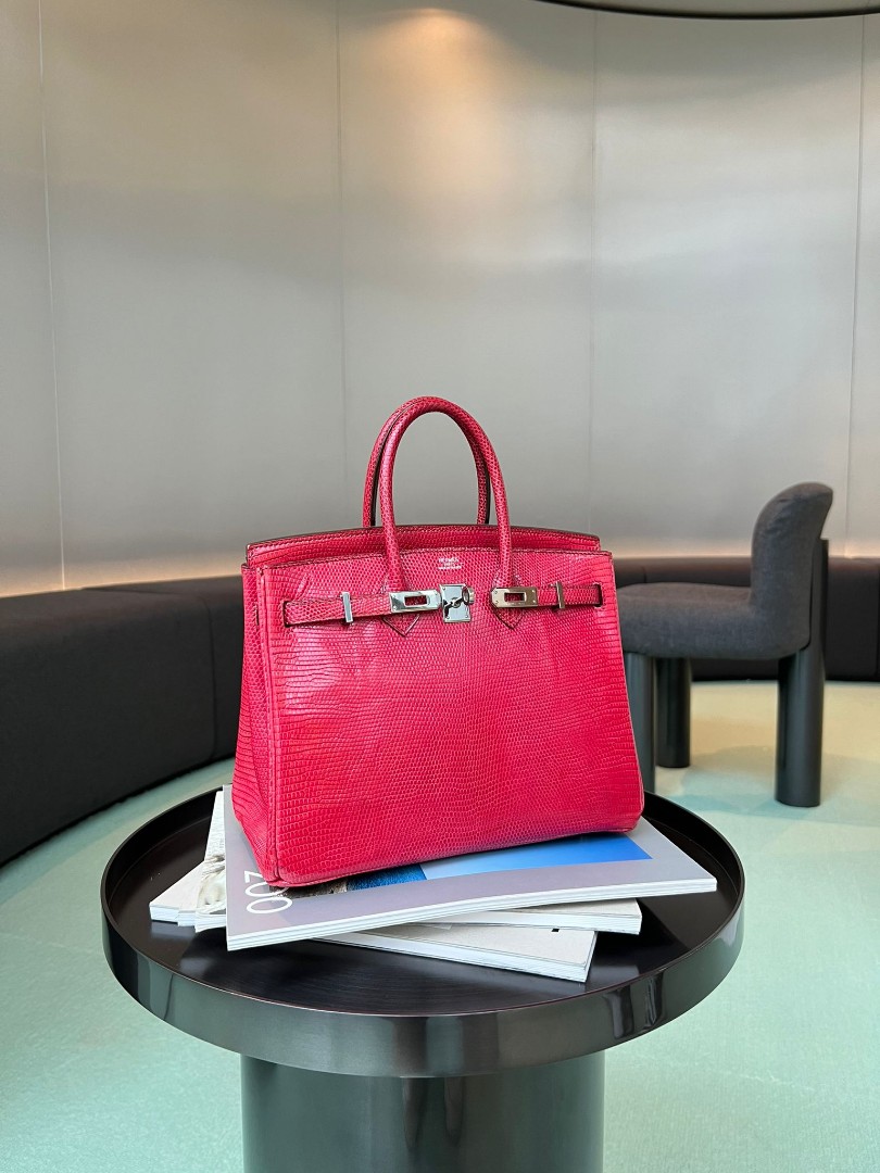 Hermes b25 lizard pink fuschia birkin exotic, Luxury, Bags