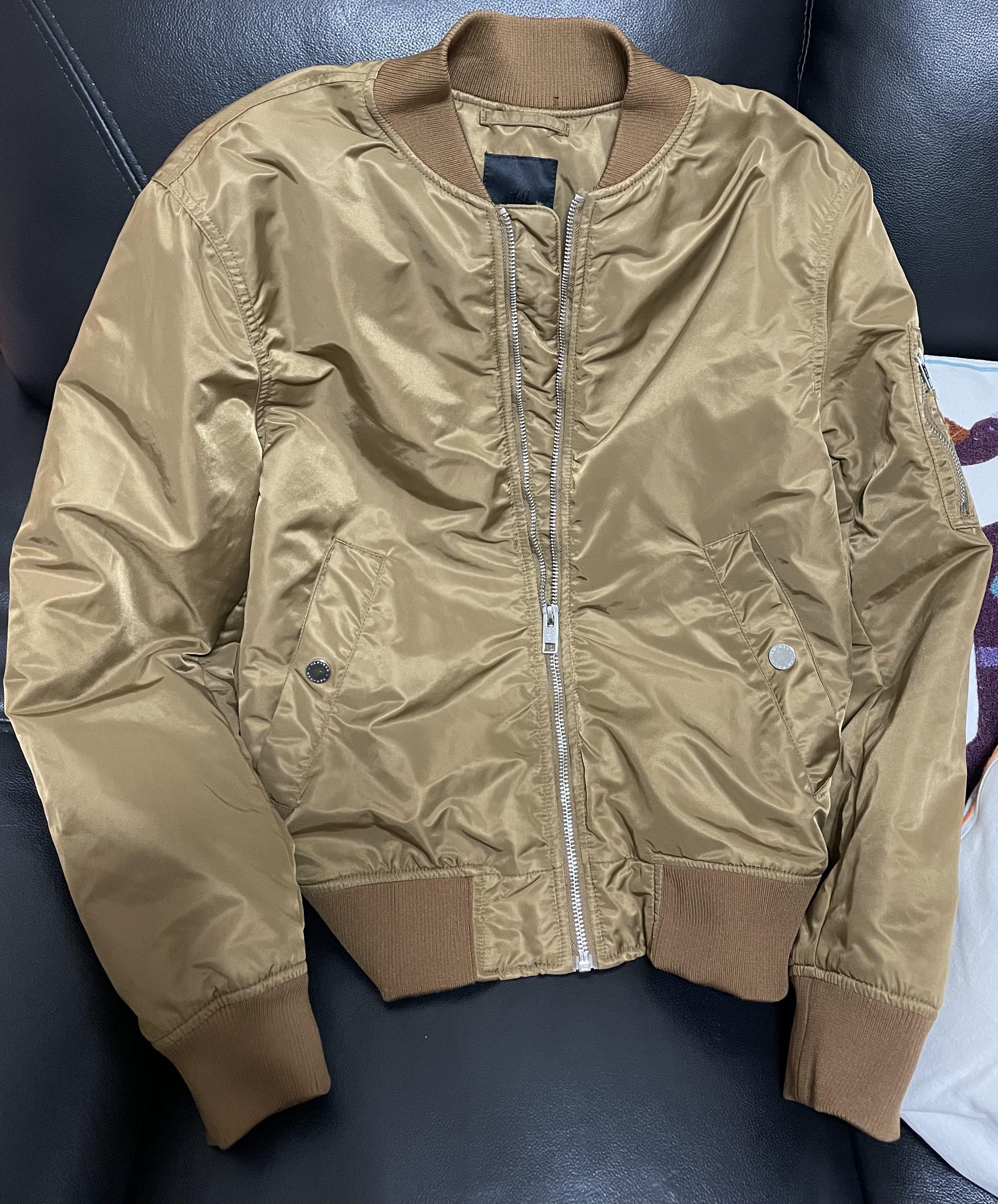 H&M MA-1 啡色dark beige ma1 bomber jacket, 男裝, 外套及戶外