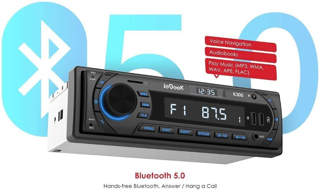 Iegeek K305 Car MP3 Player Autoradio Bluetooth Car RDS Stereo ieGeek Button  Light 7 Colors 60W X 4, Supports FM/AM/AUX/MP3/WMA/WAV/FLAC/APE/USB/SD/  Remote Control, Display Clock, Save 30 Radio Stations, 1DIN, Everything  Else on