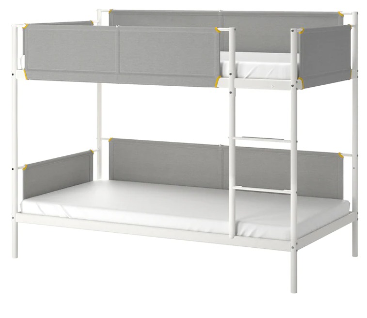 IKEA VITVAL Bunk bed frame, white/light grey 90x200 cm. FREE 1 x