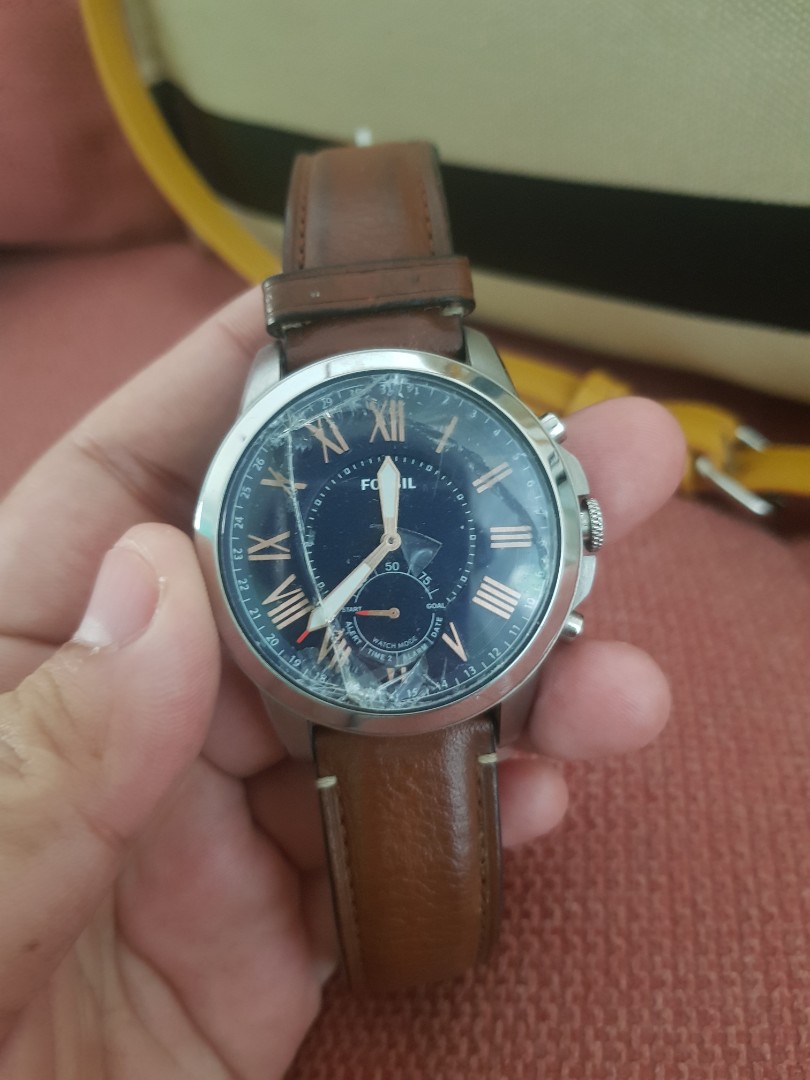 Jam Fossil Q Hybrid Grant Light kaca pecah Fesyen Pria Jam