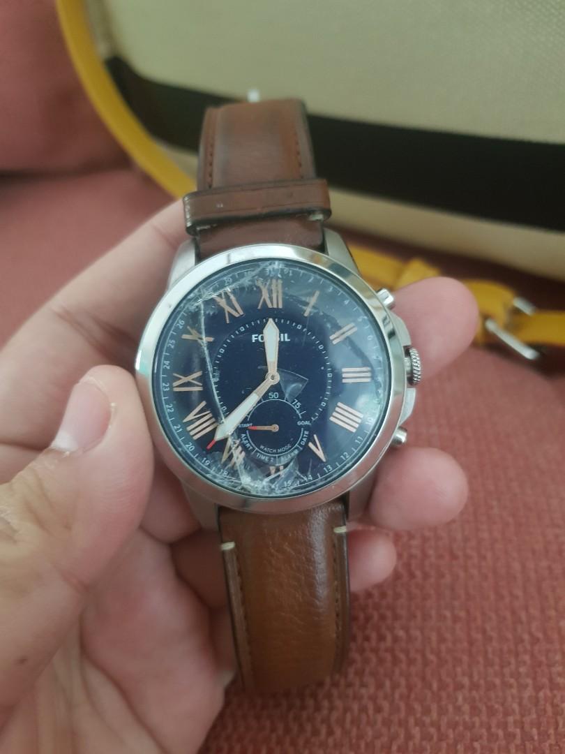Jam Fossil Q Hybrid Grant Light kaca pecah