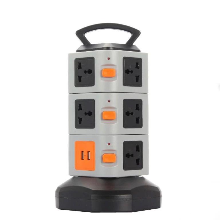2/3/4 Layer Vertical Tower Socket USB Port Smart Charger Protector Power Strip 