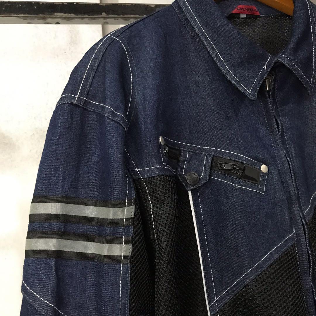 Komine Denim Biker Jacket, Fesyen Pria 