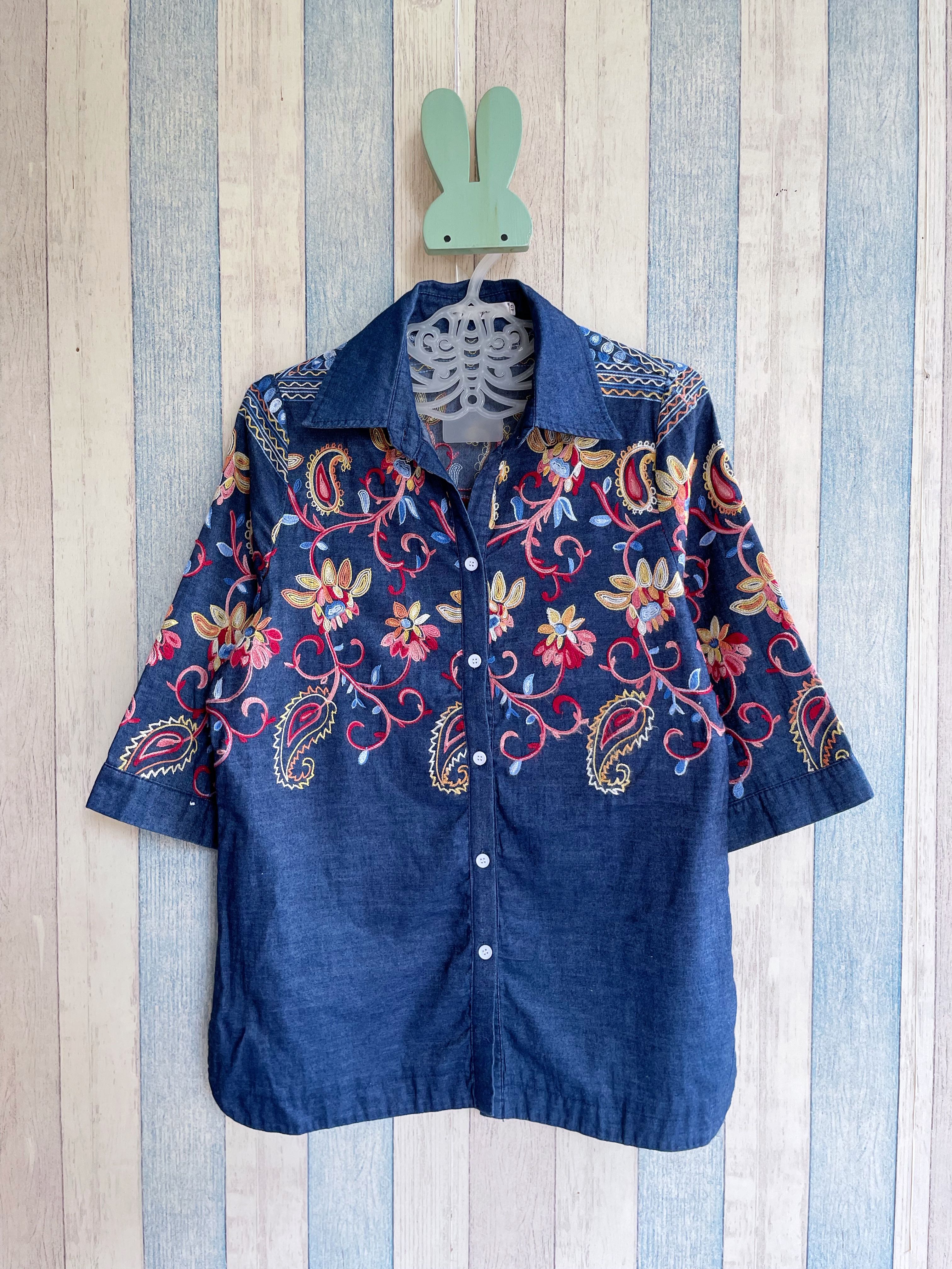Ks style embroidered denim shirt 