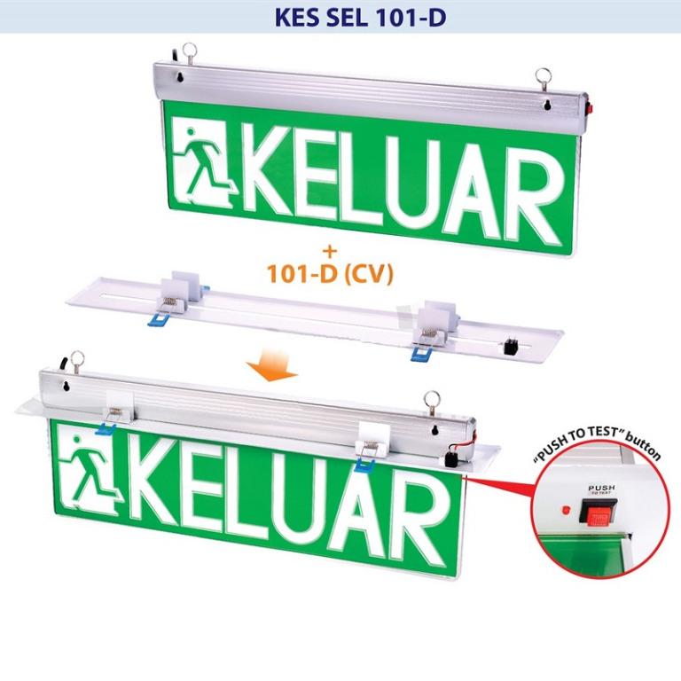 LED Keluar Sign Emergency Light l KES SEL 101D Hanging Keluar Sign (Double sided) Warranty 2