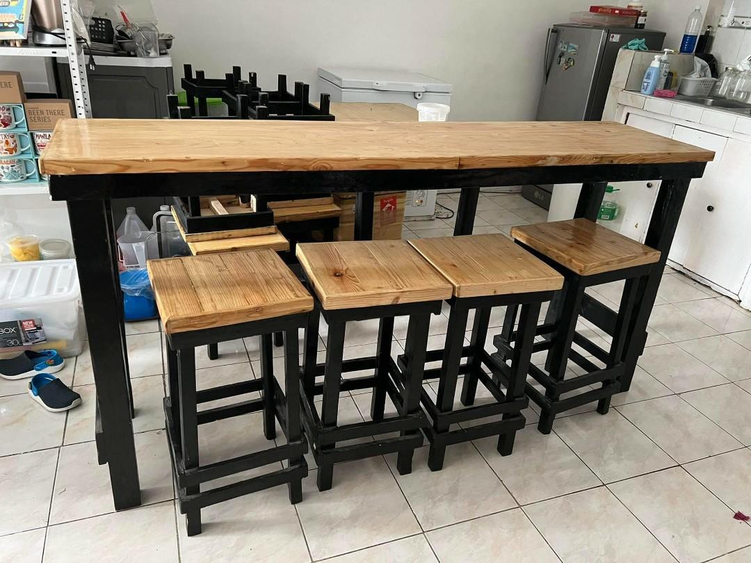 long table with 4 high chair gawang pampanga, Furniture & Home Living