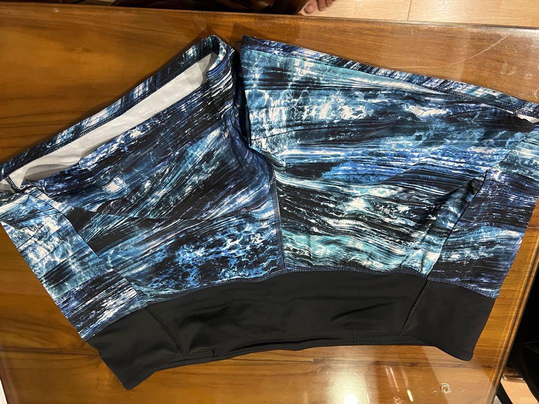 Lululemon Speed running shorts pants bottoms in Aerial Drift Multi blue /  Black