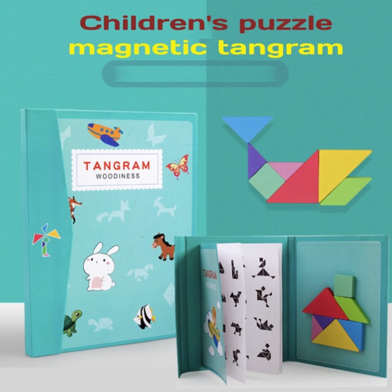 Magnetic Tangram Woodiness Puzzles Kids Toys Jigsaw Puzzle Montessori ...
