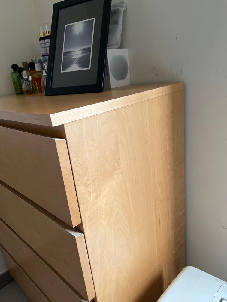 MALM ikea drawers light oak wood, 傢俬＆家居, 傢俬, 書櫃、櫃子及架 Carousell