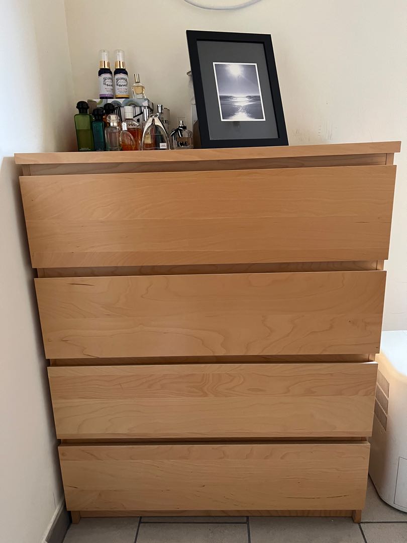 MALM ikea drawers light oak wood, 傢俬＆家居, 傢俬, 書櫃、櫃子及架 Carousell