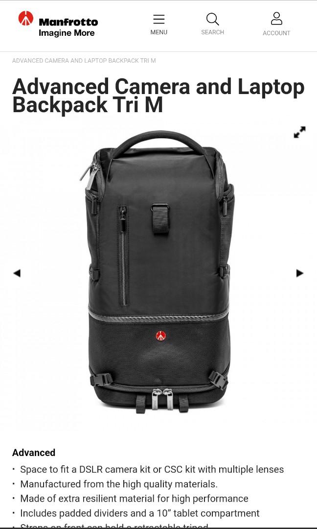 Advanced camera and laptop backpack tri m store