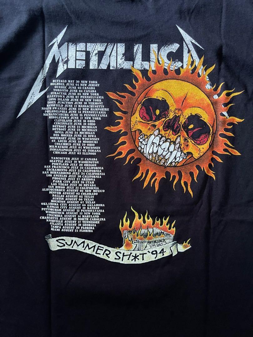 Metallica flaming 2025 skull t shirt