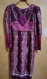 Midi dress satin silk batik