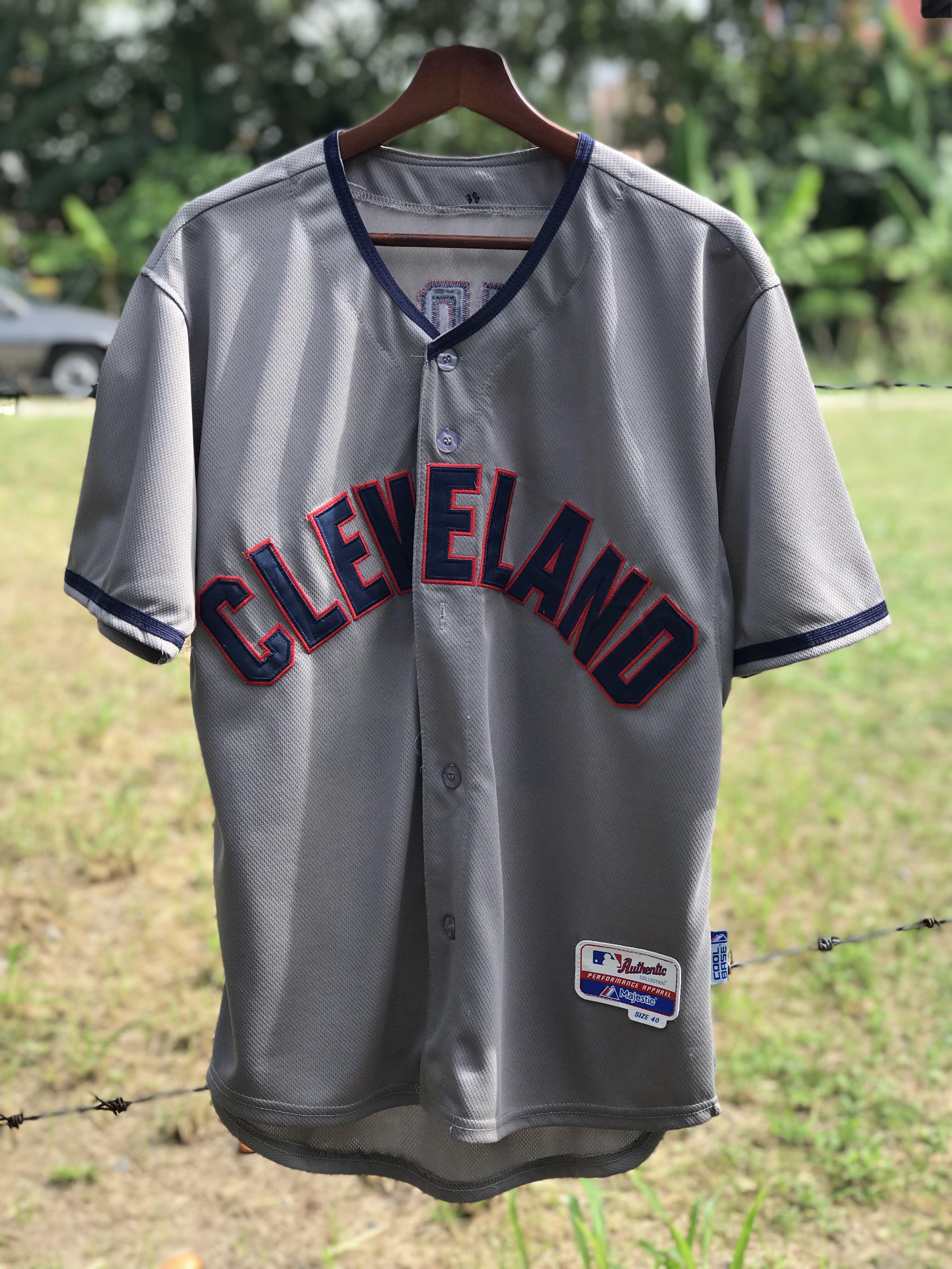 Majestic Athletic MLB Cleveland Indians Grey Cool Base Jersey - MLB from  USA Sports UK