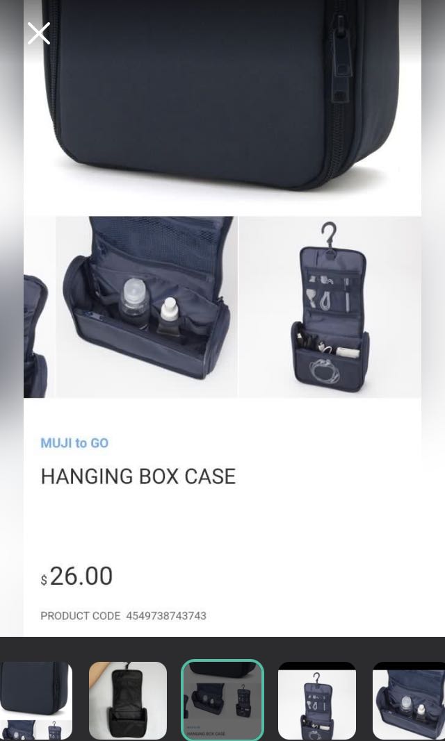Muji Hanging Toiletries Bag, Hobbies & Toys, Travel, Travel Essentials