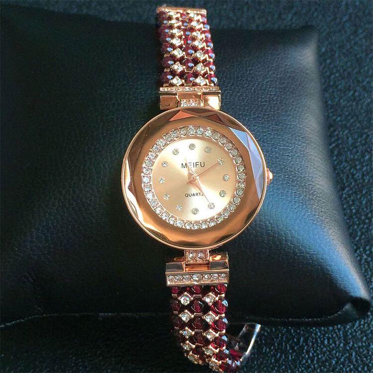 Natural Garnet Water Resistant Ladies Watch