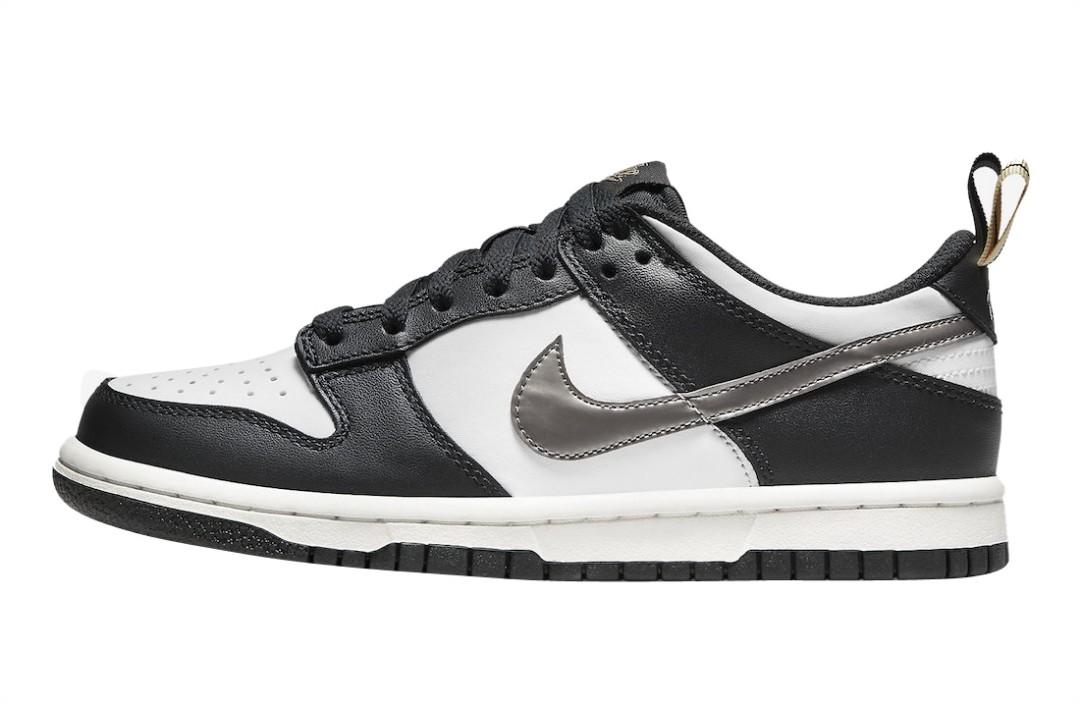 Nike Dunk Low Black White Panda Metallic GS, Women's Fashion, Footwear,  Sneakers on Carousell
