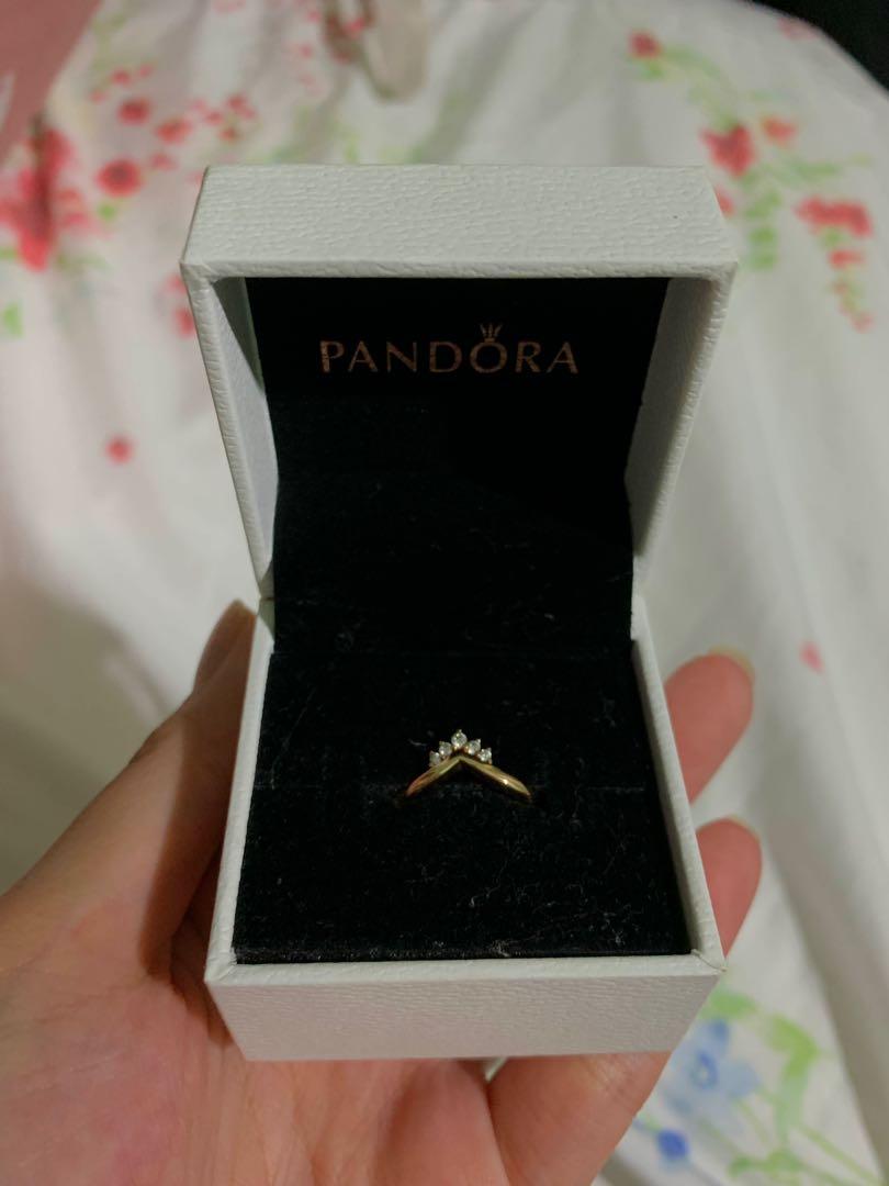 Pandora rose tiara wishbone ring store