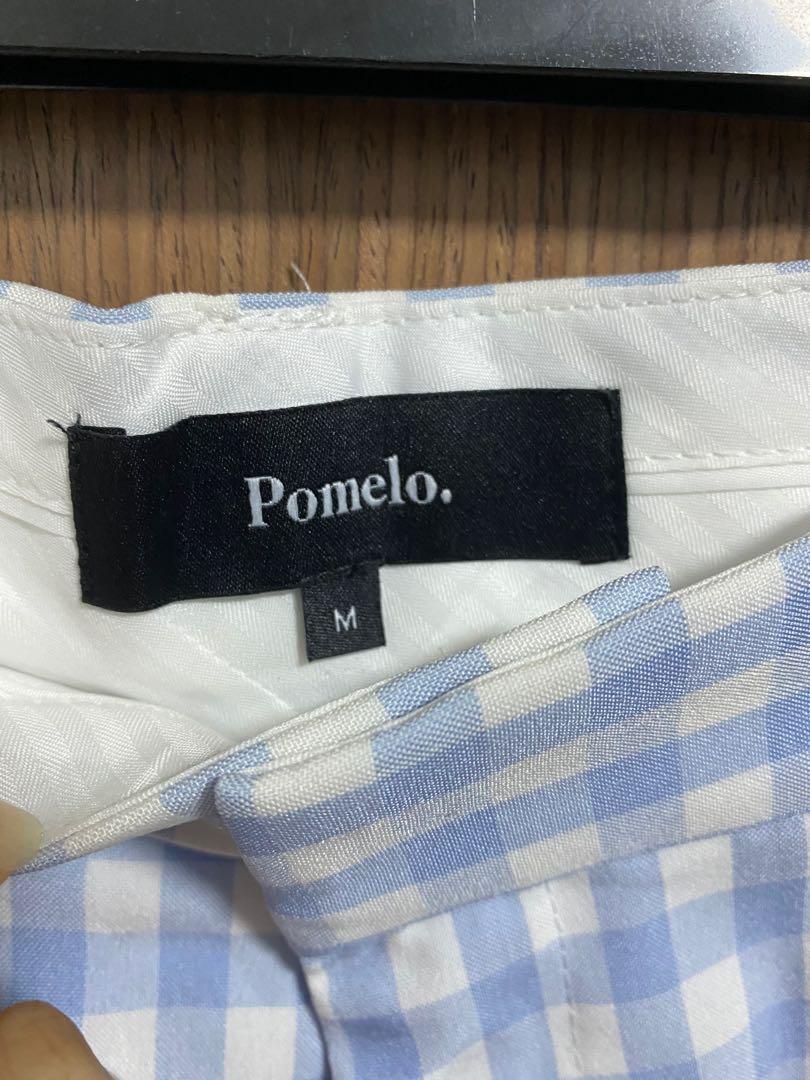 Pomelo Blue White Gingham Checkered Pants, Women's Fashion, Bottoms