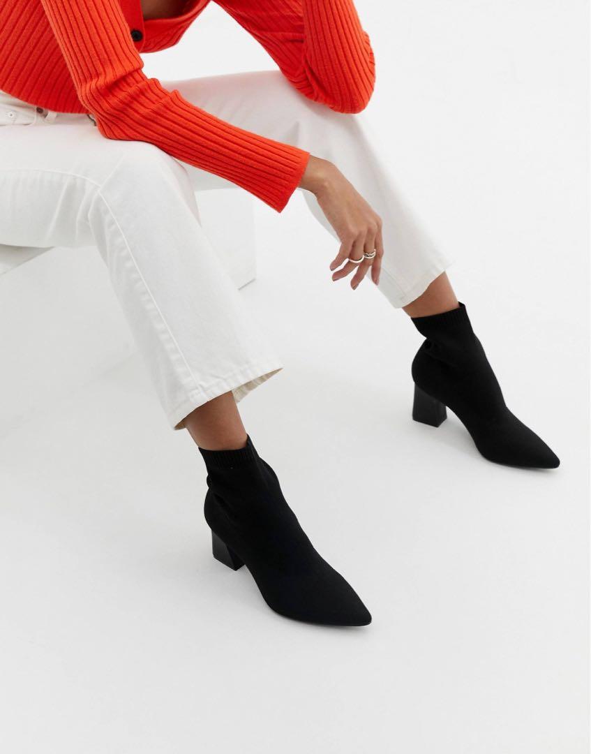 ASOS RAID Shawn black knitted stretch sock boots Women s Fashion