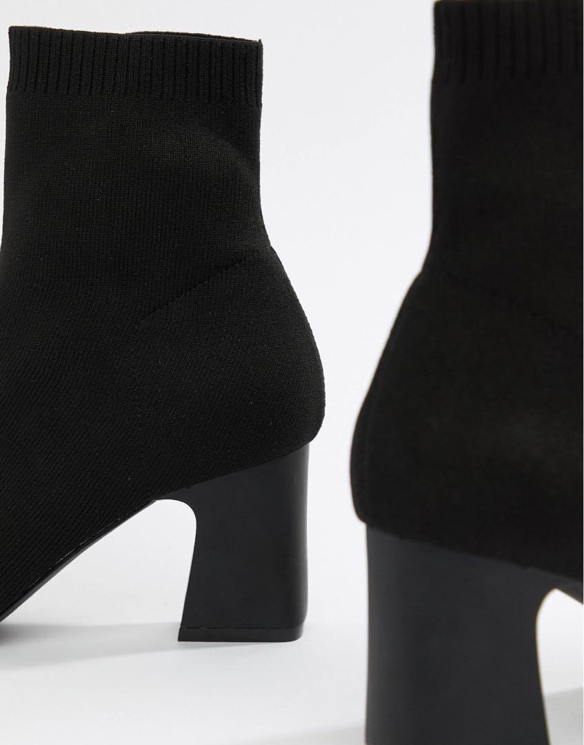 ASOS RAID Shawn black knitted stretch sock boots Women s Fashion