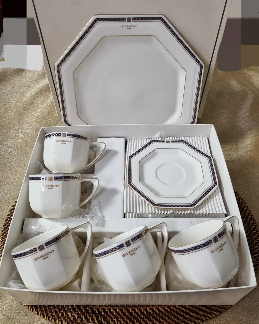 Rare Givenchy Octagon Chain Tea Cup Set with Platter, Furniture & Home ...