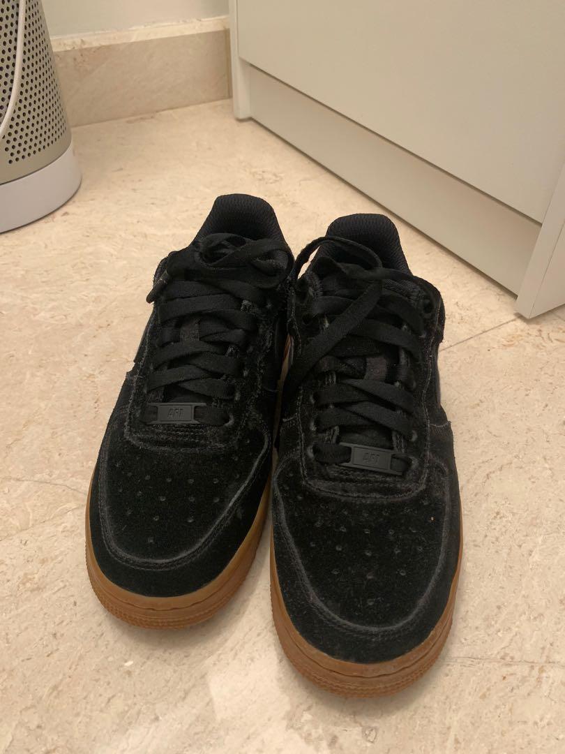 Nike air force one black suede shop