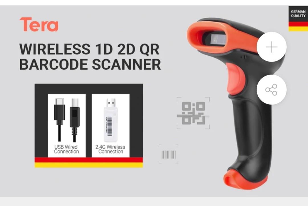Tera D5100 Wireless Barcode Scanner - 1D 2D QR Code Reader With 2200mAh Battery