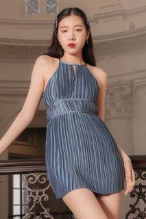 The Style Soirée (TSS) Perlini Pleated Romper Dress in Sapphire Blue