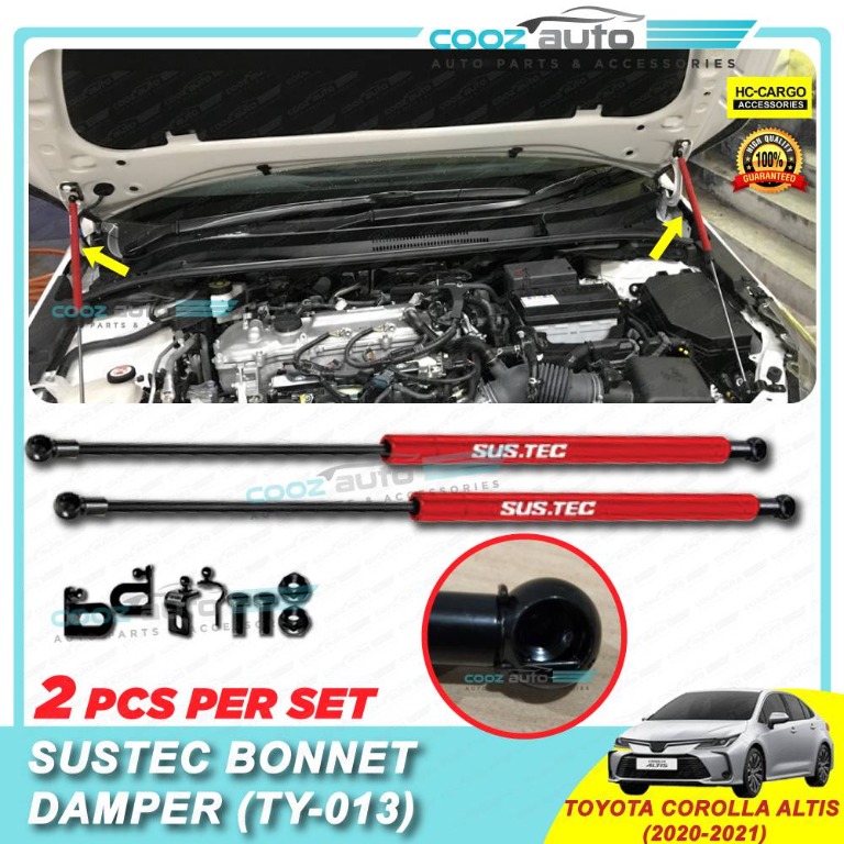KUNSYOUKIM Lift Supports Modify Fiber Struts Corolla Spring Gas Front  Charged Dampers (2 Bar Hood Bonnet Carbon E210 Shock for PCS) Toyota  2018-2020