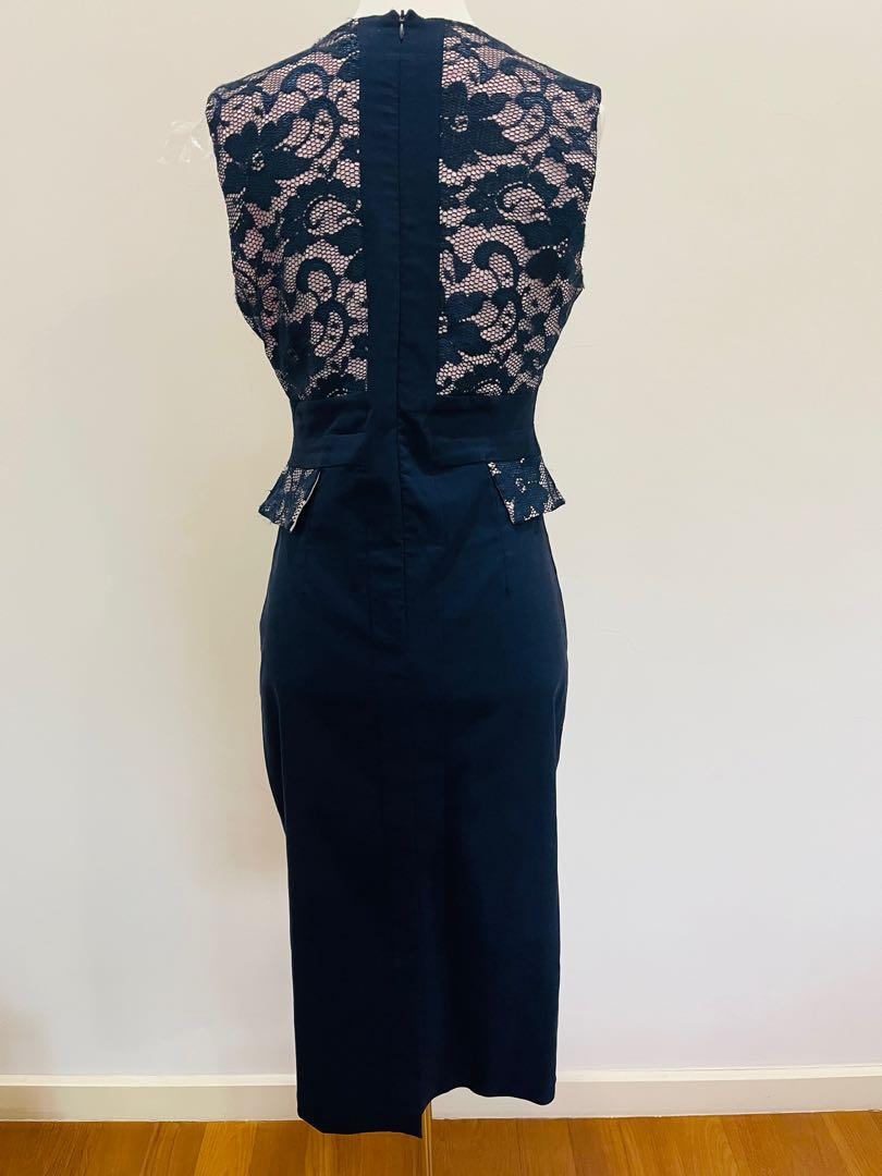 Vesper Navy Blue Lace Dress, Women's 