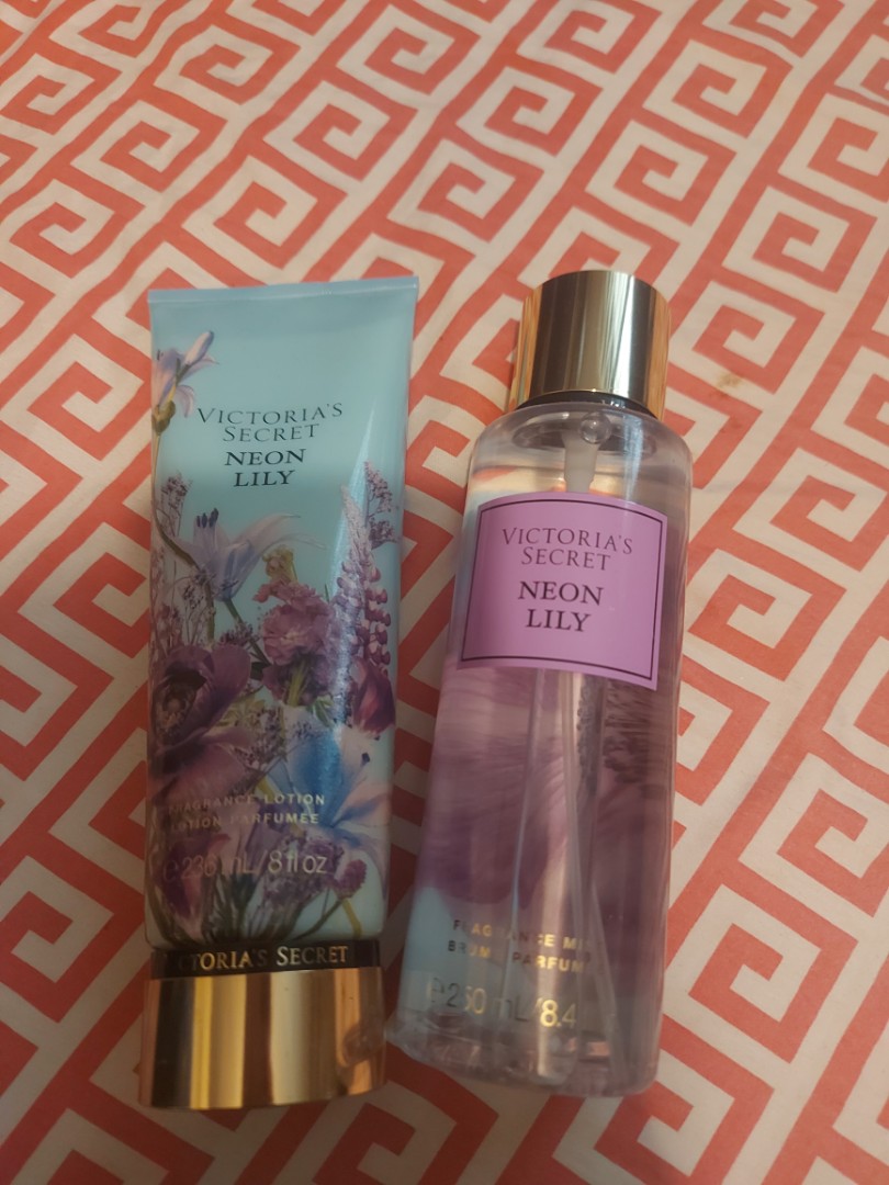 Victoria's Secret Neon Lily Fragrance Mist and Lotion Set, Beauty ...