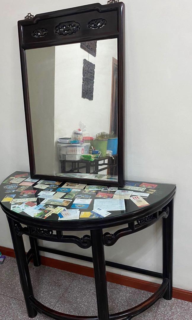 Vintage Half Moon Table and Mirror , Furniture & Home Living, Furniture