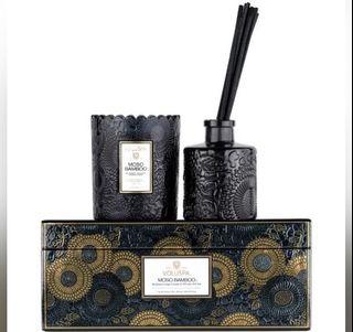 VOLUSPA Moso Bamboo 孟宗竹香氛蠟燭浮雕杯+擴香瓶兩件套裝禮盒 美國 香氛蠟燭擴香禮盒 市價3150元