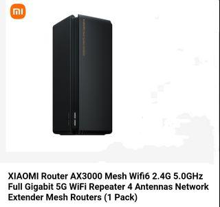 XIAOMI Router AX3000 Mesh Wifi6 2.4G 5.0GHz Full Gigabit 5G WiFi Repeater 4 Antennas Network Extender Mesh Routers (1 Pack)