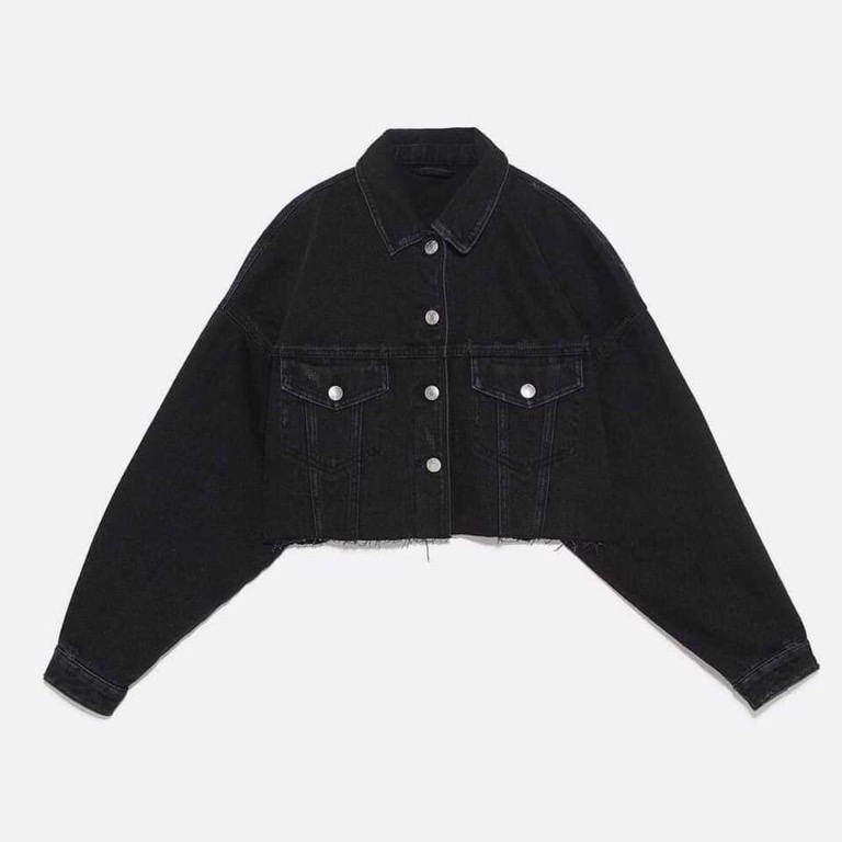 Cropped denim jacket 2025 black zara