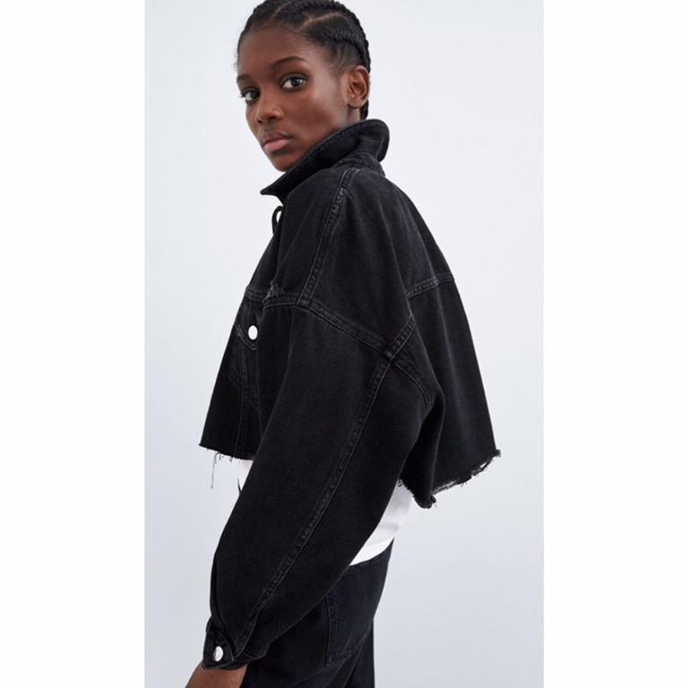 Cropped denim jacket black zara top