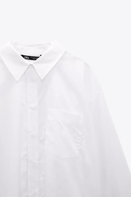 Zara poplin shirt with pocket, Fesyen 