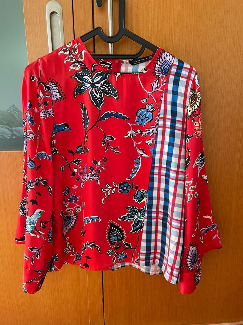 Zara Red Flower Blouse - free 1 top 