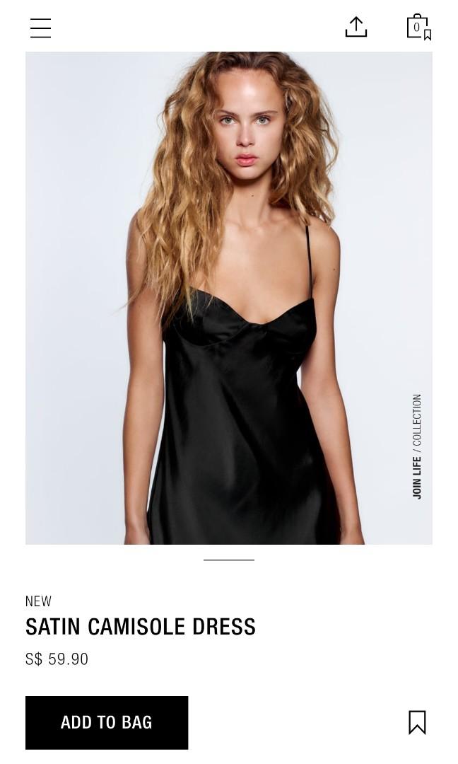 ZARA Satin Camisole Dress Black Mini, Women's Fashion, Dresses & Sets,  Dresses on Carousell